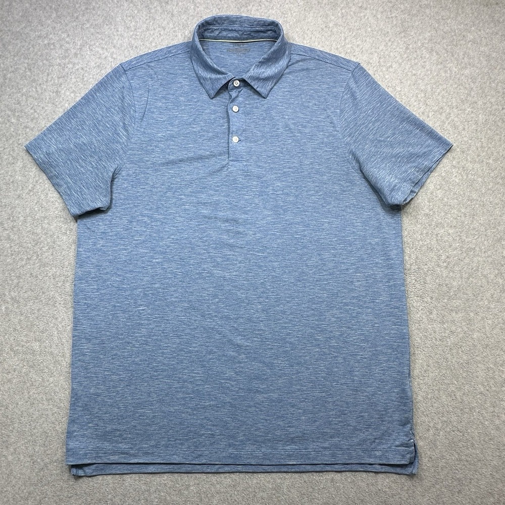 J Crew Performance Polo Shirt Mens XL Light Blue Heather Short Sleeve Golf